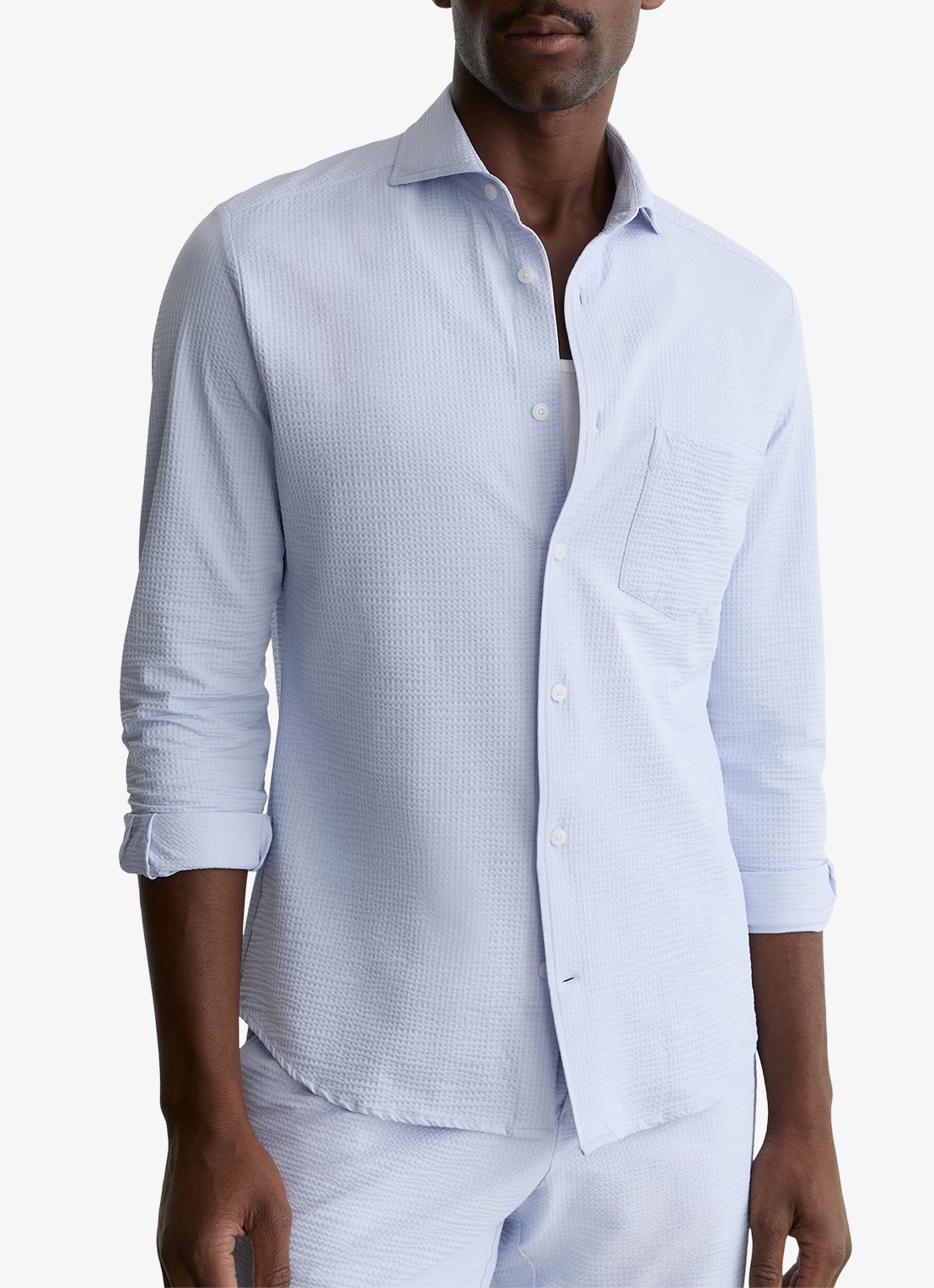 Reiss Solarko regular fit overhemd met structuur - detail 4 lichtblauw