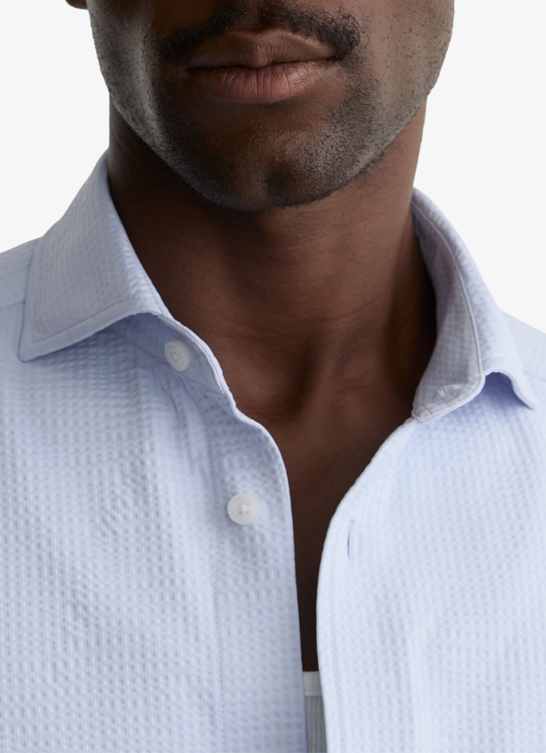 Reiss Solarko regular fit overhemd met structuur - detail 5 lichtblauw