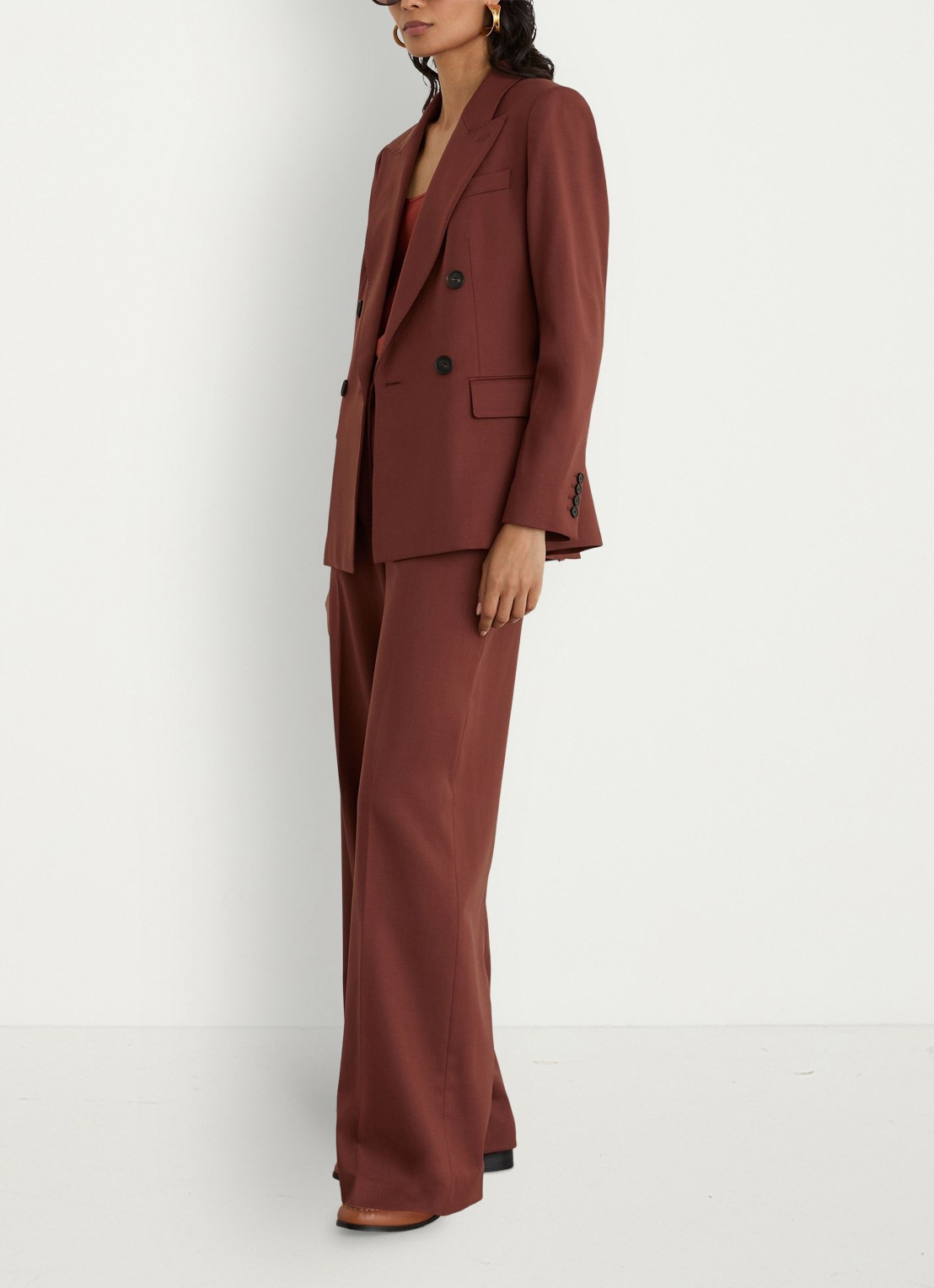 Reiss Solene high waist loose fit pantalon - detail 4 roestbruin
