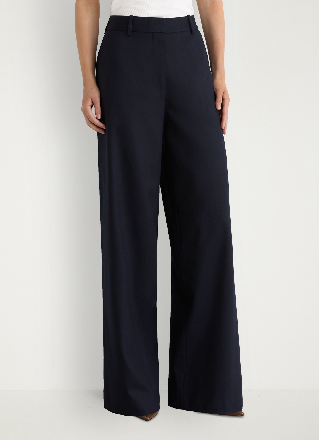 Reiss Solene high waist wide leg pantalon in wolblend - detail 2 blauw