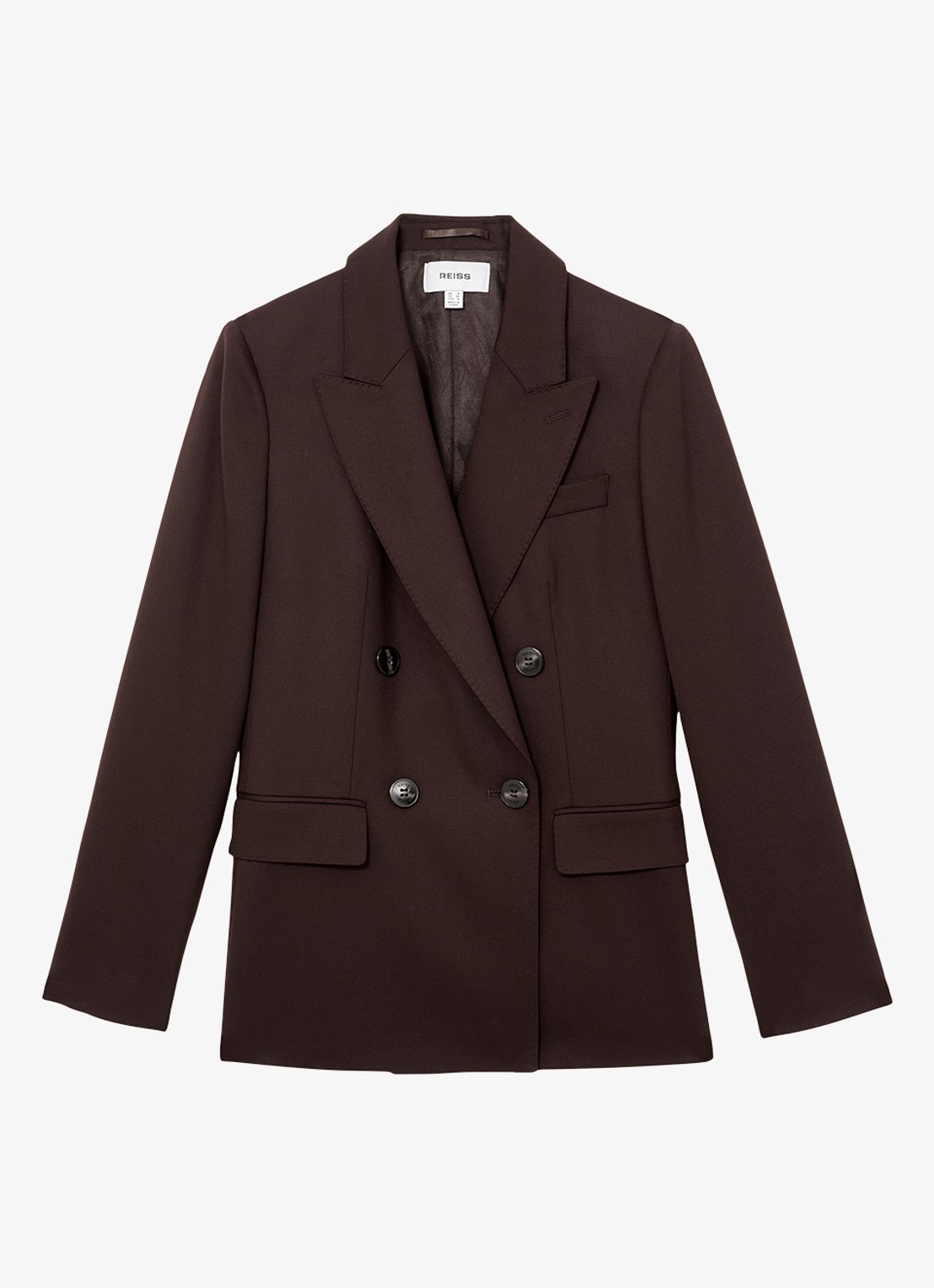 Reiss SOLENE Wool-Blend Double-Breasted Suit Blazer - voorkant aubergine