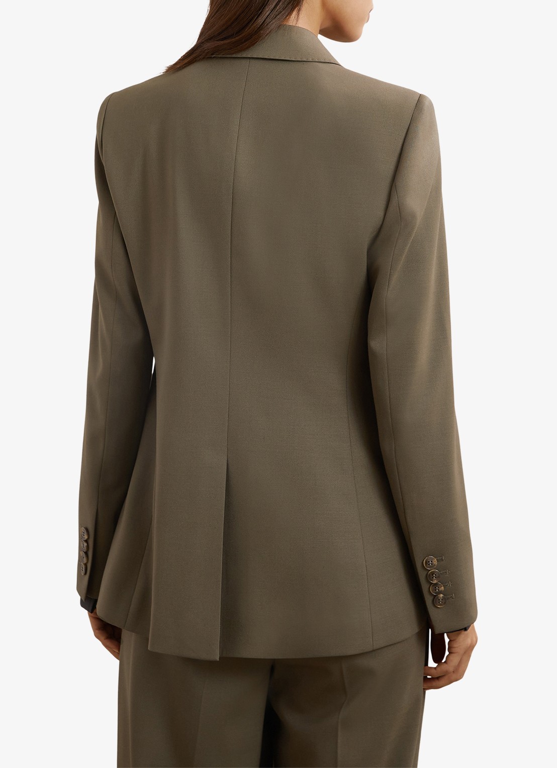 Reiss SOLENE Wool-Blend Double-Breasted Suit Blazer - achterkant groen