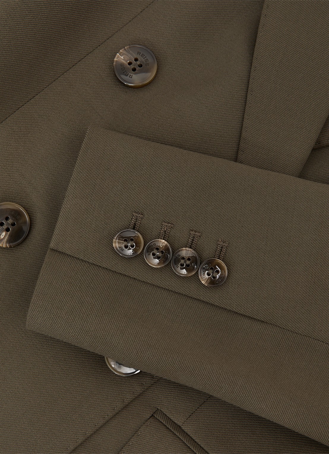 Reiss SOLENE Wool-Blend Double-Breasted Suit Blazer - detail 6 groen