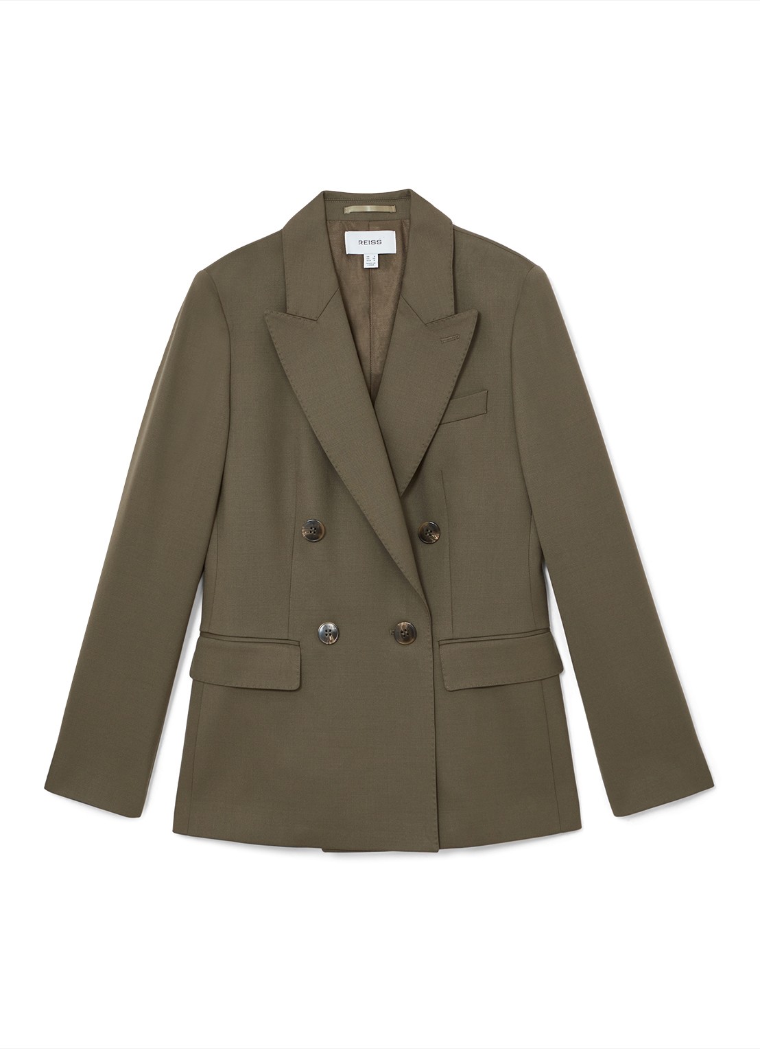 Reiss SOLENE Wool-Blend Double-Breasted Suit Blazer - voorkant 2 groen