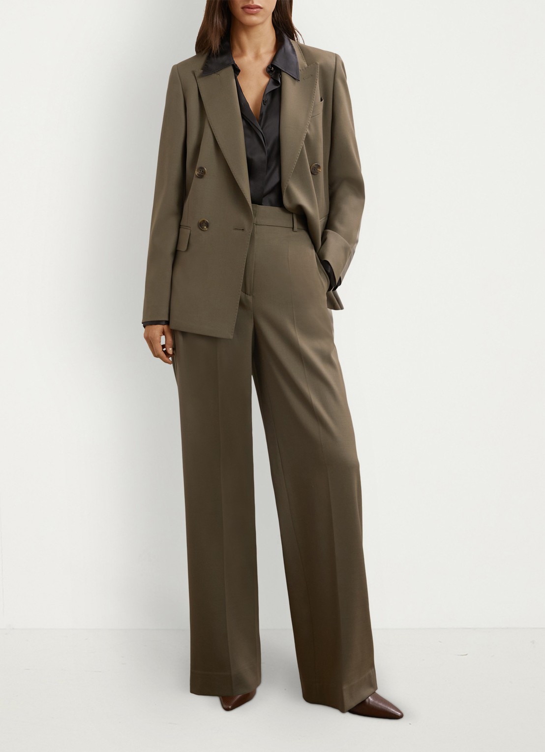 Reiss SOLENE Wool-Blend Double-Breasted Suit Blazer - voorkant 3 groen