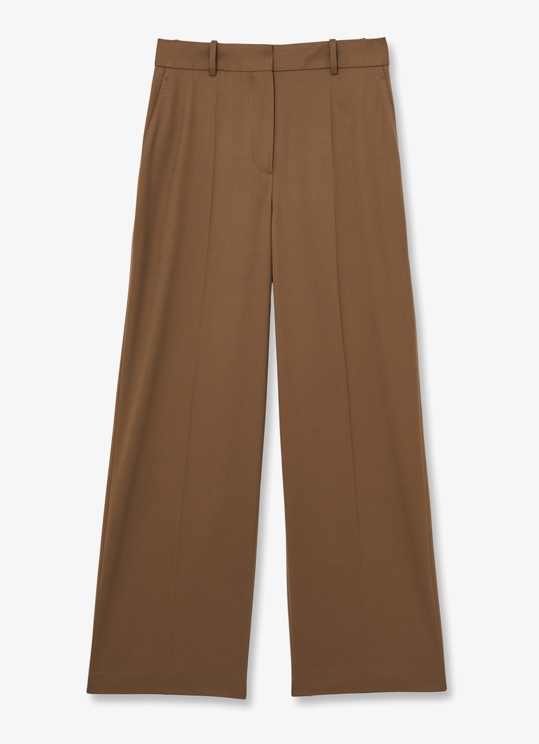 Reiss SOLENE Wool-Blend Wide-Leg Suit Trousers - voorkant 2 hazelnootbruin