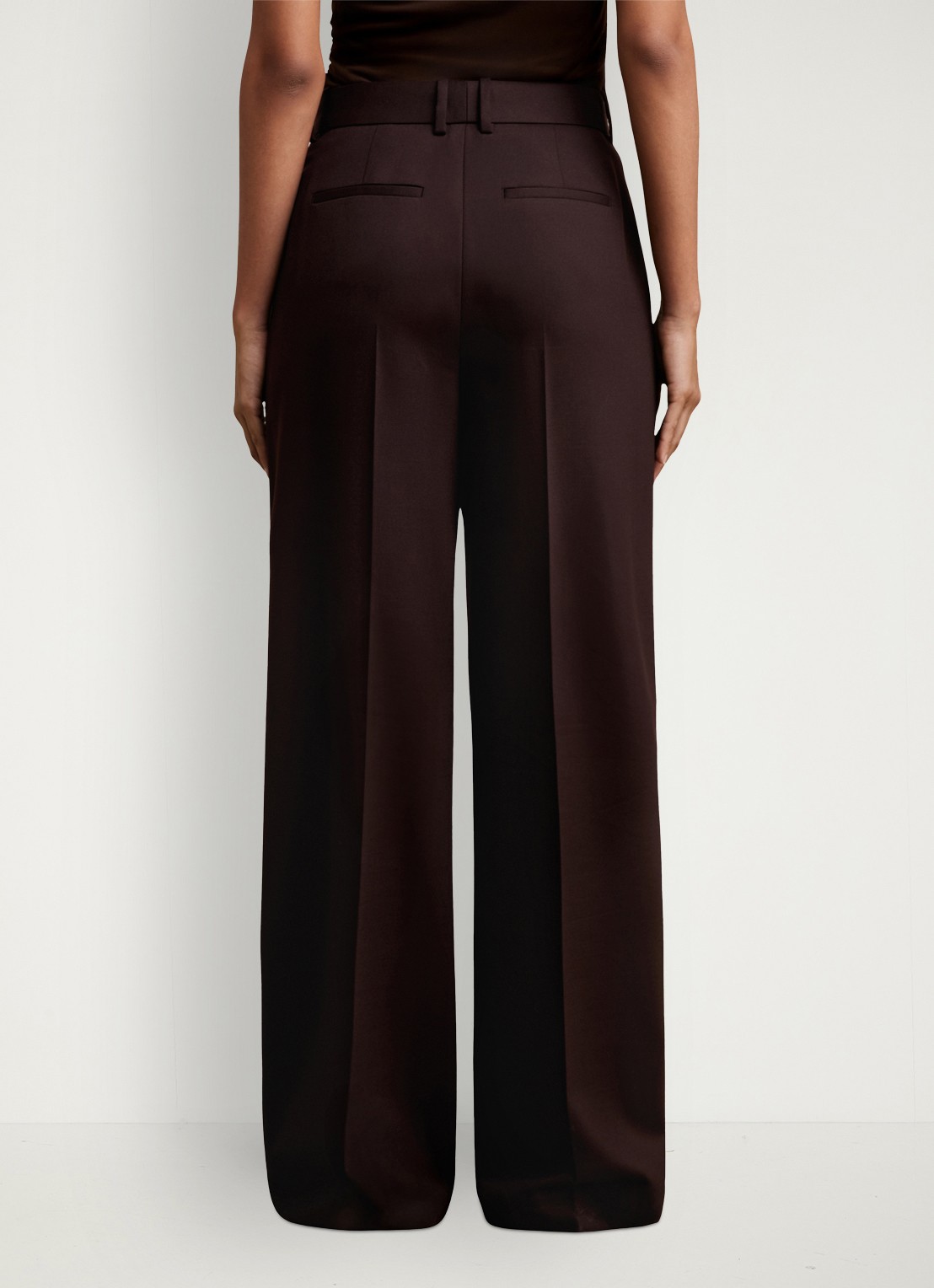 Reiss SOLENE Wool-Blend Wide-Leg Suit Trousers - achterkant 3 aubergine