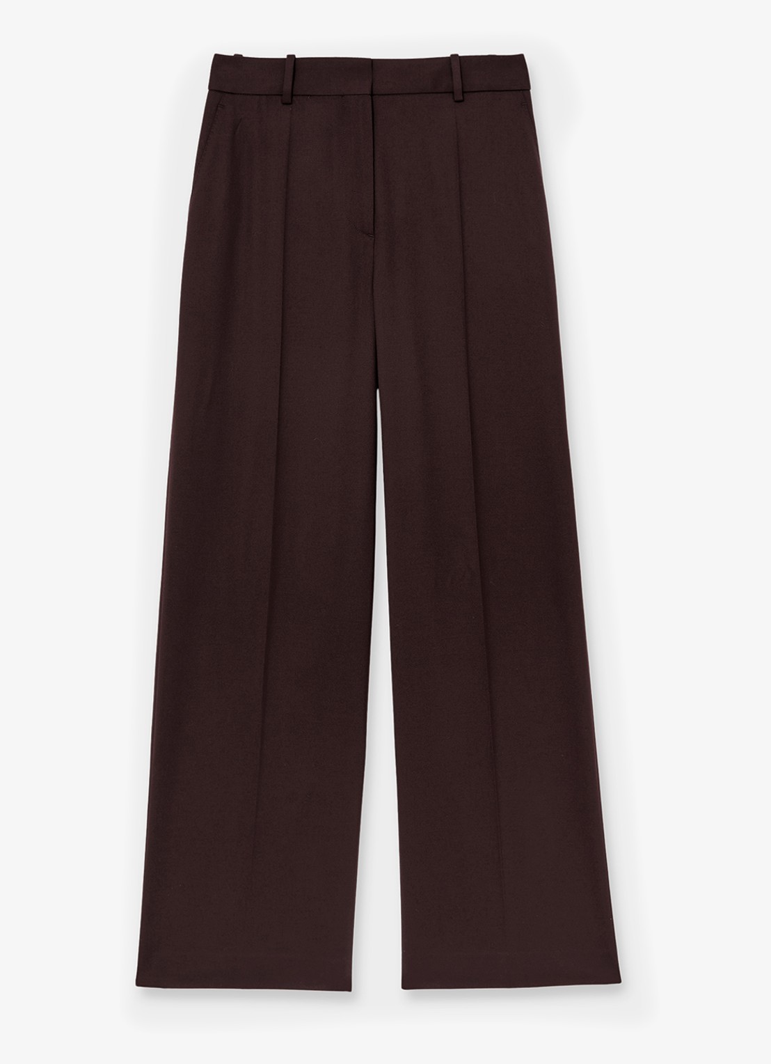 Reiss SOLENE Wool-Blend Wide-Leg Suit Trousers - voorkant aubergine