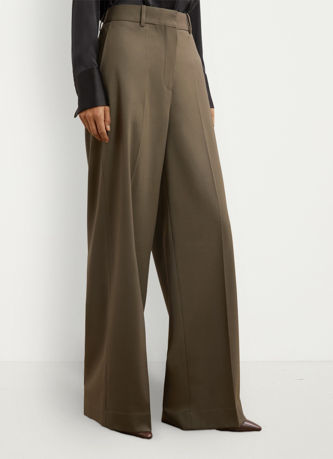 Reiss SOLENE Wool-Blend Wide-Leg Suit Trousers - detail groen
