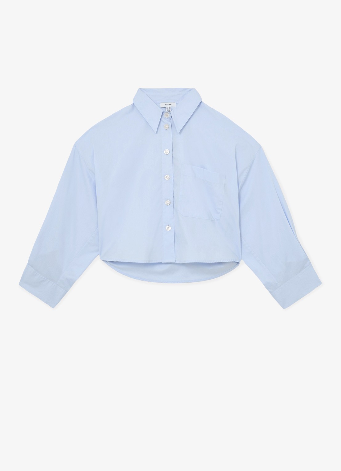 Reiss Solenge blouse met borstzak - voorkant 2 lichtblauw