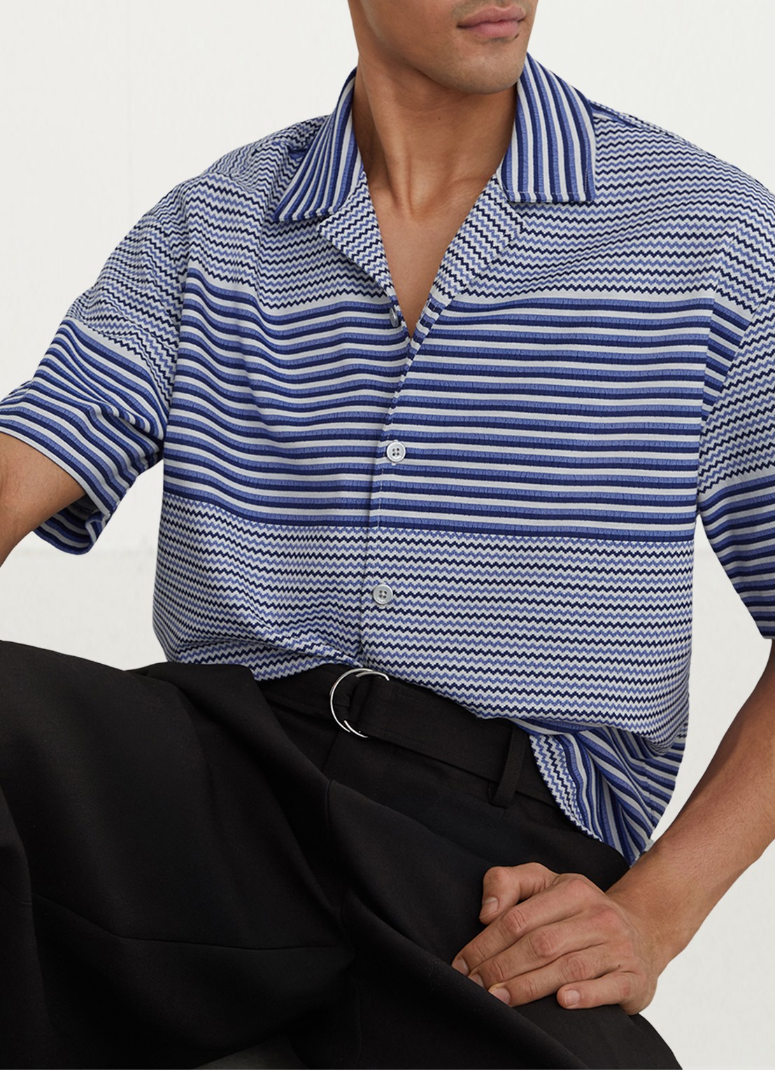 Reiss Solstice overhemd met streepprint - detail 5 blauw