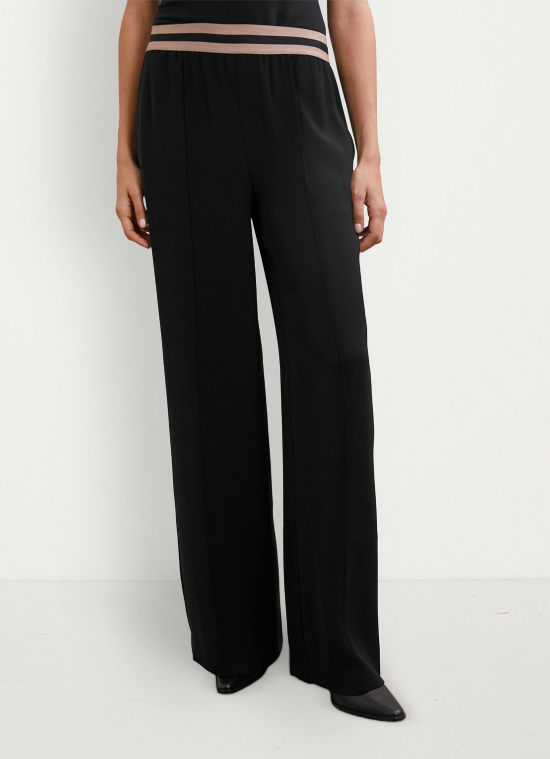 Reiss Sonnie high waist wide fit broek met steekzakken - detail black / zwart