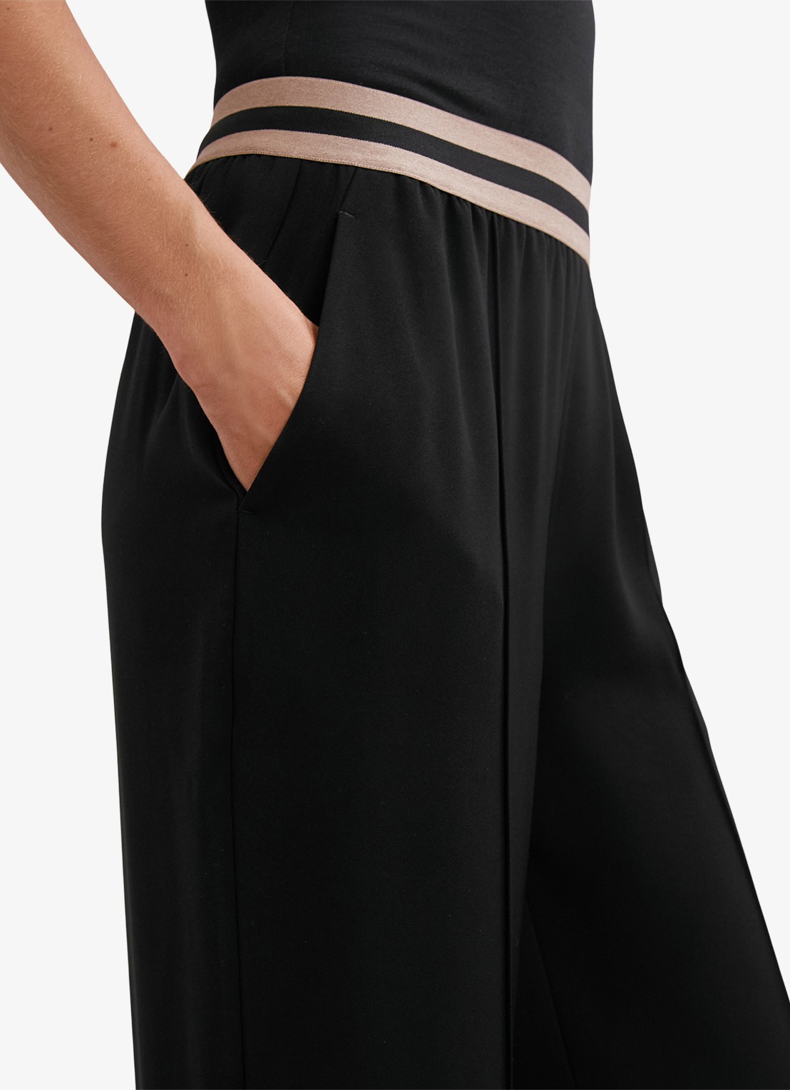 Reiss Sonnie high waist wide fit broek met steekzakken - detail 3 black / zwart