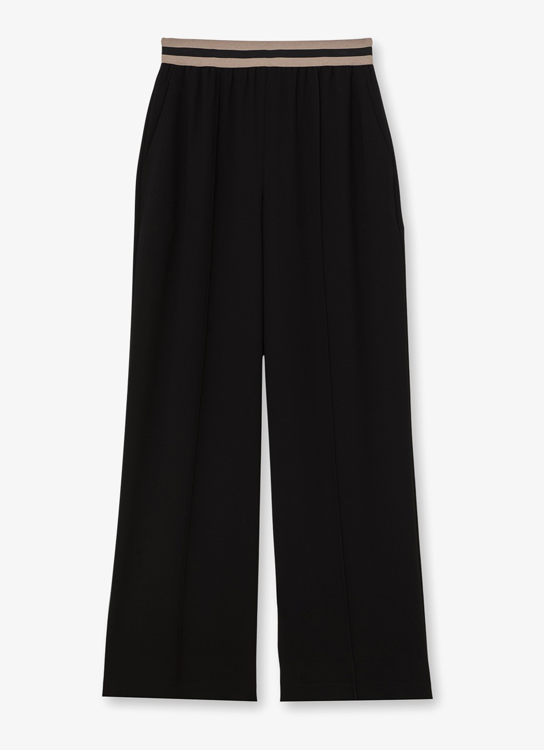 Reiss Sonnie high waist wide fit broek met steekzakken - voorkant 5 black / zwart
