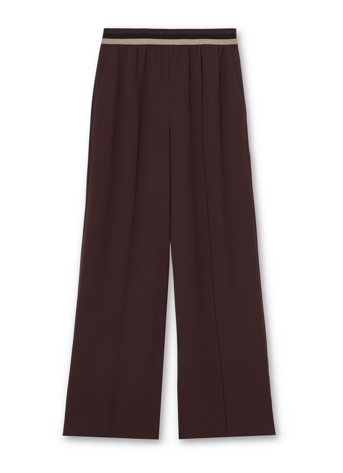 Reiss Sonnie high waist wide fit broek met steekzakken - voorkant 2 bordeauxrood
