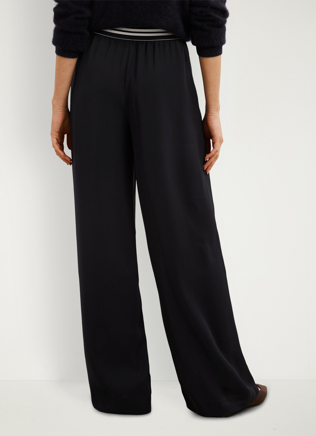 Reiss Sonnie high waist wide fit broek met steekzakken - achterkant 2 donkerblauw