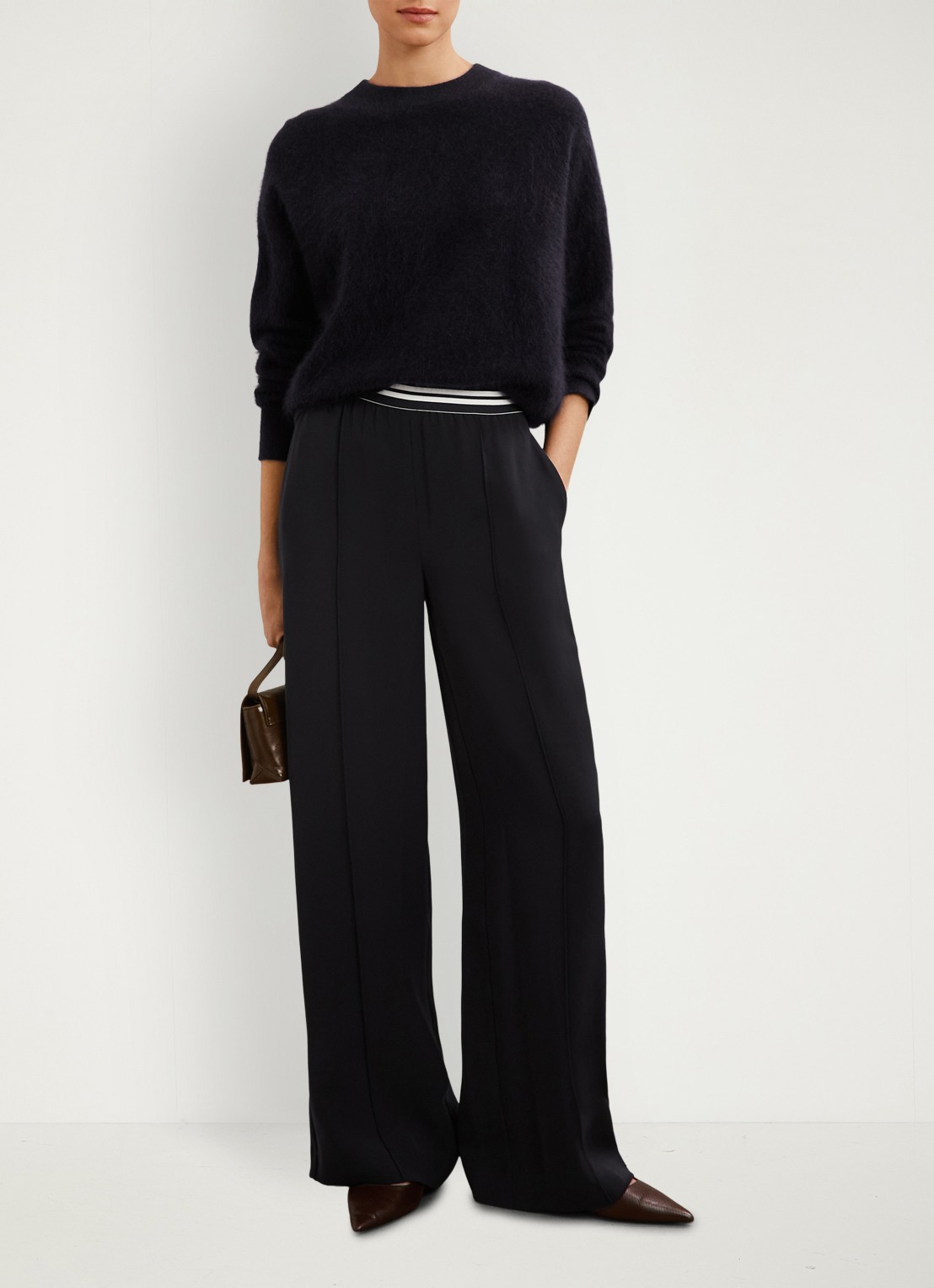 Reiss Sonnie high waist wide fit broek met steekzakken - detail 3 donkerblauw