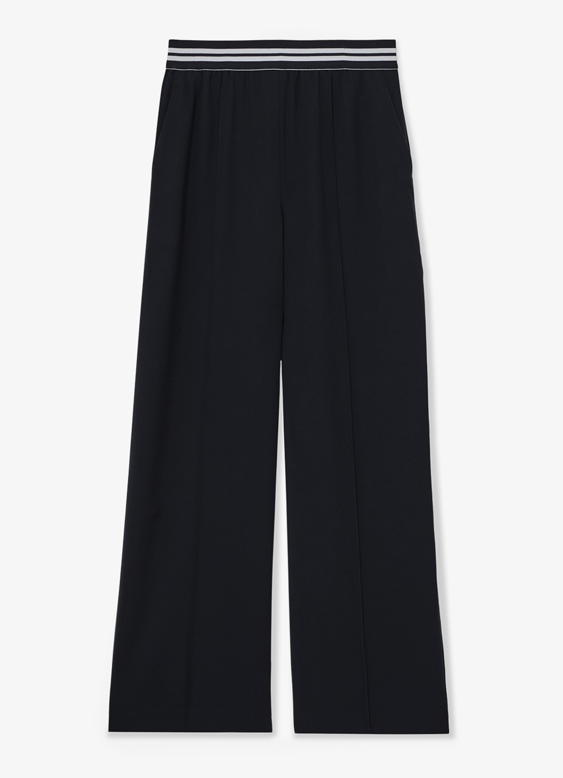 Reiss Sonnie high waist wide fit broek met steekzakken - voorkant donkerblauw