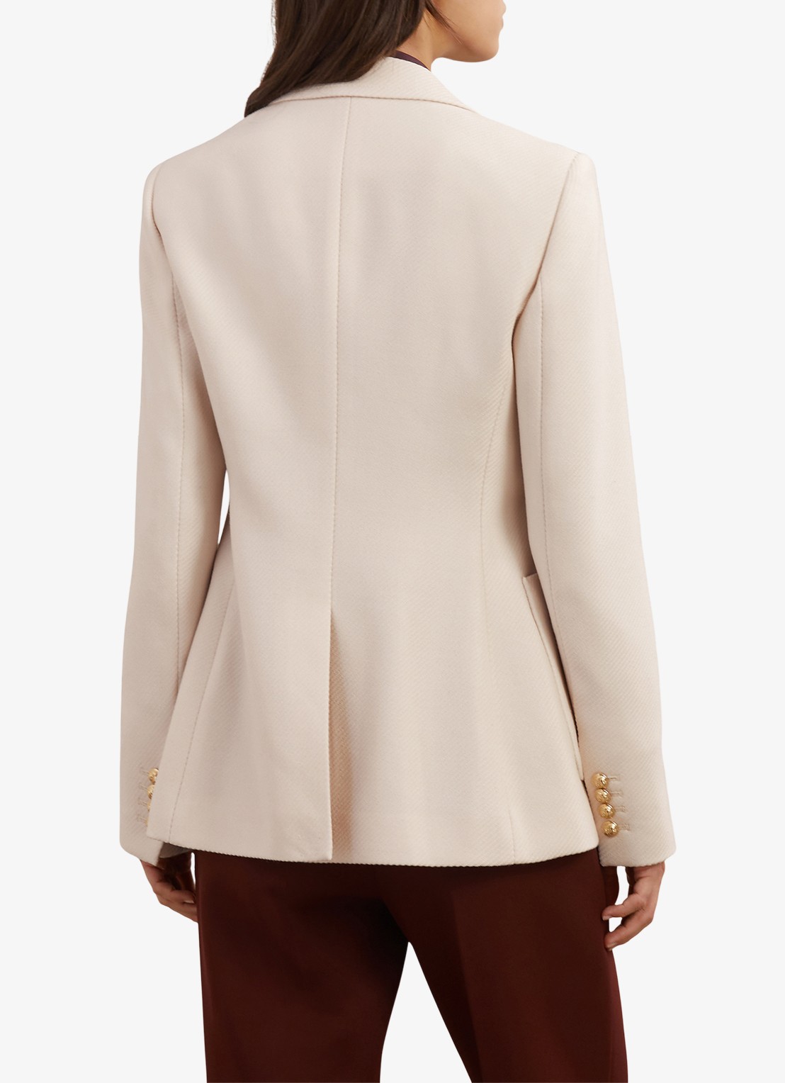 Reiss Soren single-breasted blazer in wolblend - achterkant creme