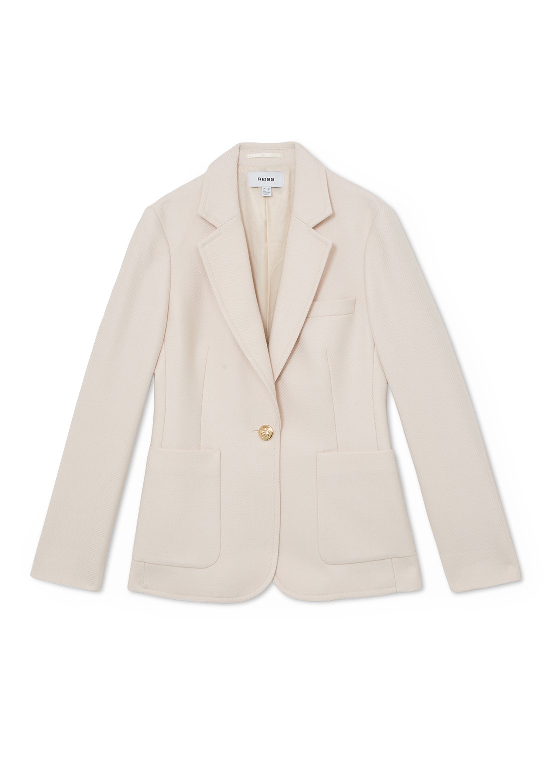 Reiss Soren single-breasted blazer in wolblend - voorkant 5 creme