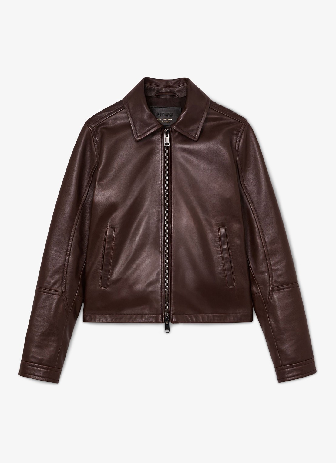 Reiss Sorina jack van leer - voorkant 5 bruin