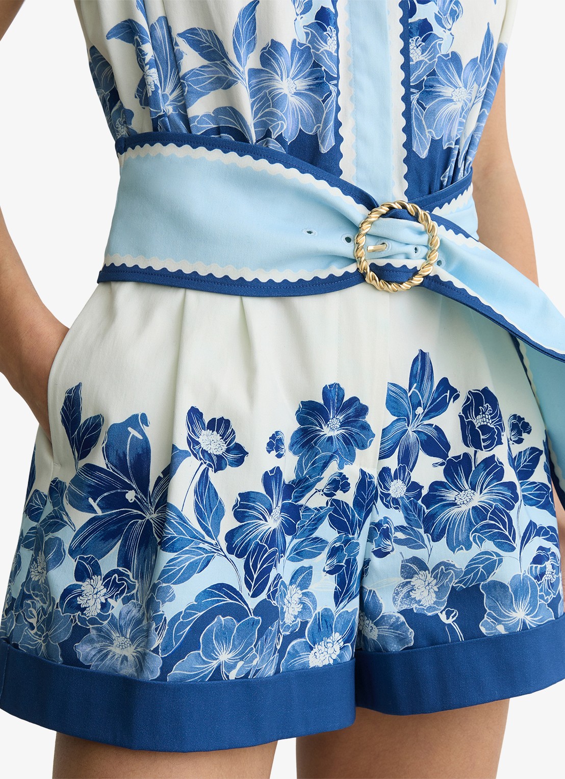 Reiss Soya straight fit playsuit met bloemenprint - detail 3 blauw