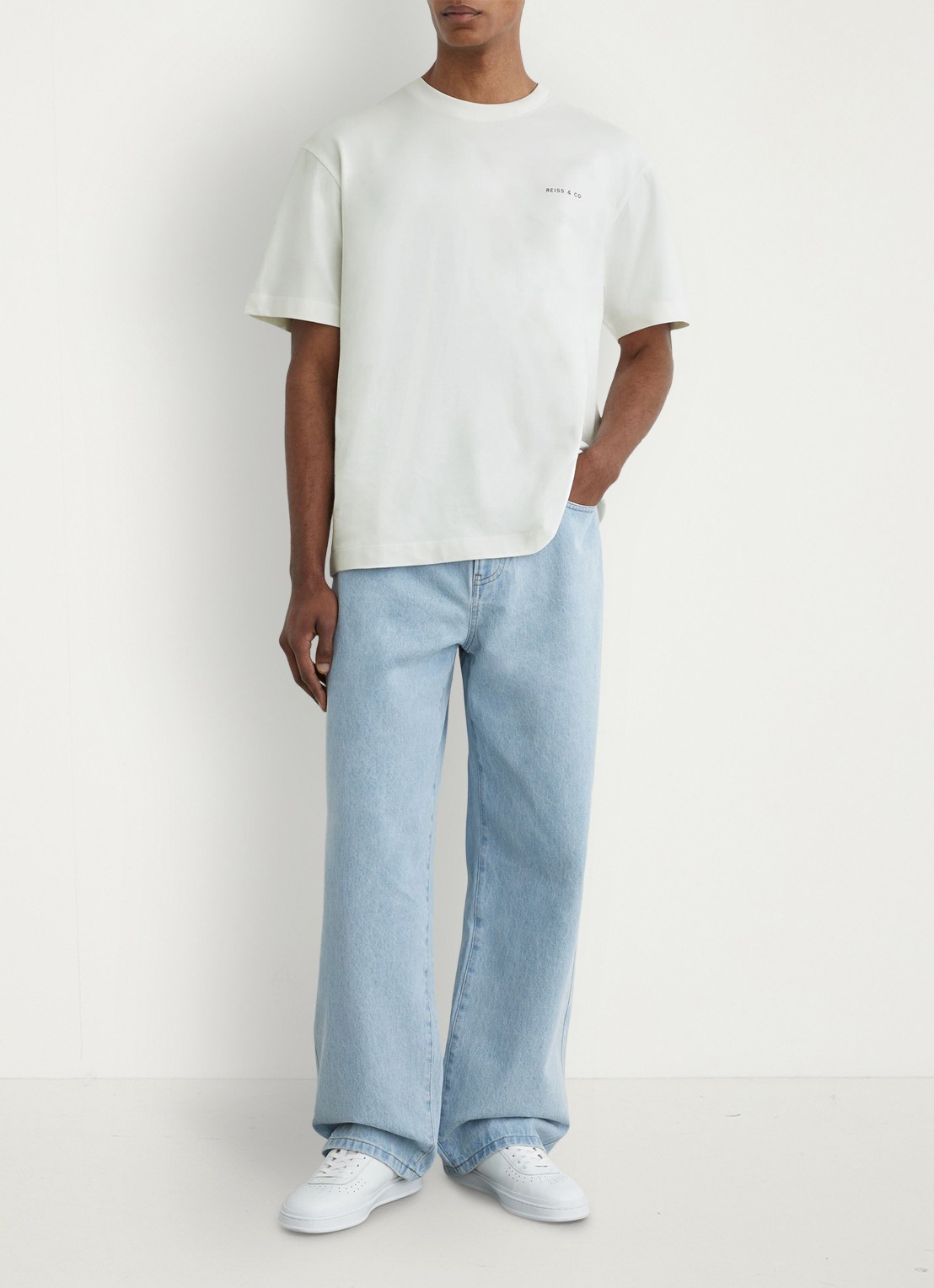 Reiss Splash T-shirt met front- en backprint - voorkant 6 white / wit