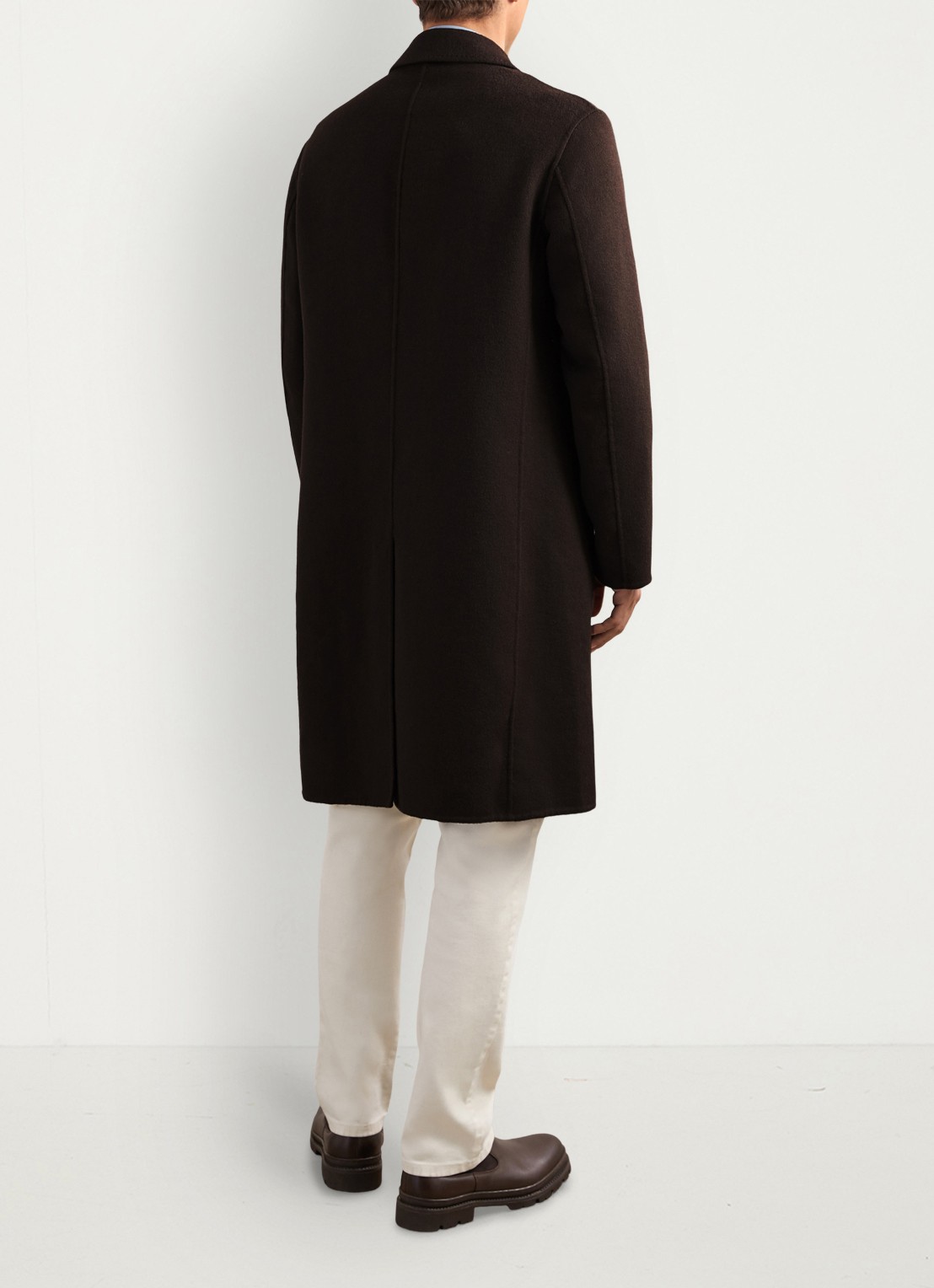 Reiss Squire mantel in wolblend met steekzakken  - achterkant 6 donkerbruin