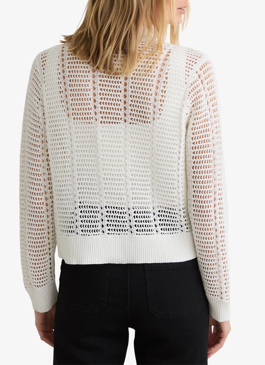 Reiss Star Grofgebreid vest met V-hals - achterkant wit