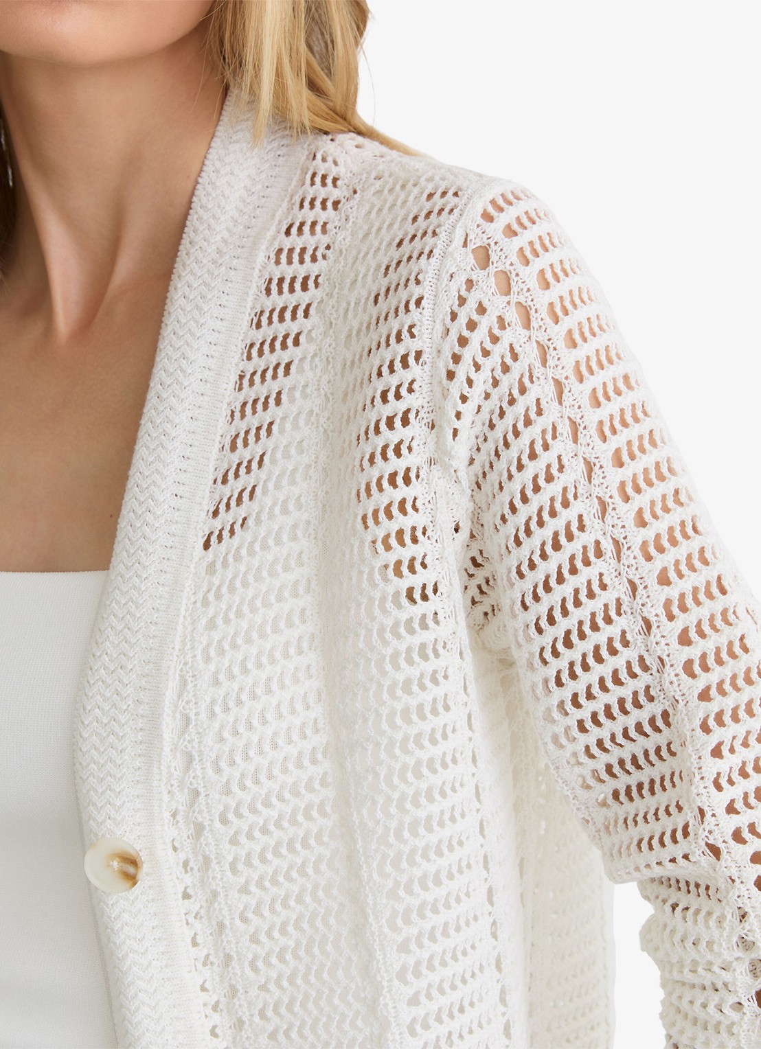 Reiss Star Grofgebreid vest met V-hals - detail 4 wit