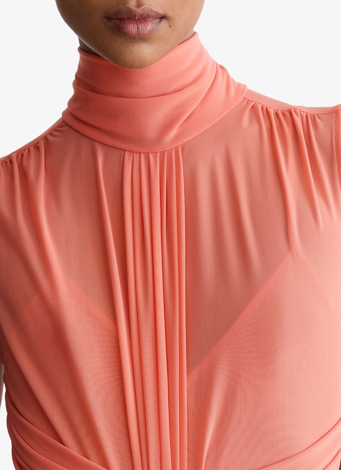 Reiss Starla maxi jurk met ruches - detail 7 koraal