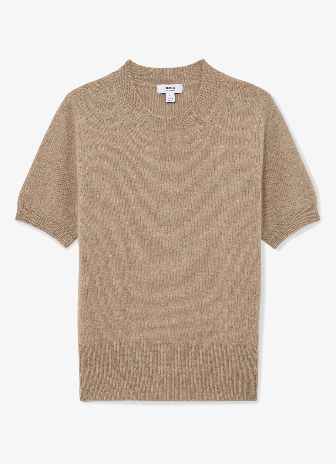 Reiss Stevie fijngebreid trui van kasjmier met ronde hals - voorkant 5 beige