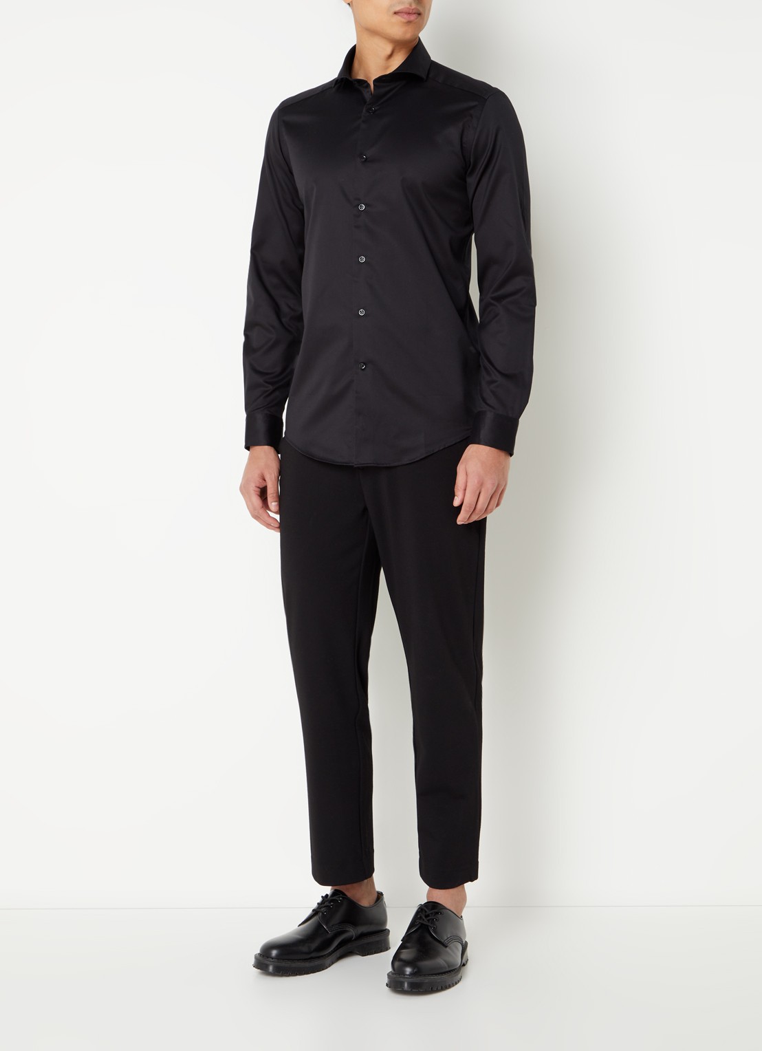 Reiss Storm slim fit overhemd met stretch  - voorkant 4 zwart