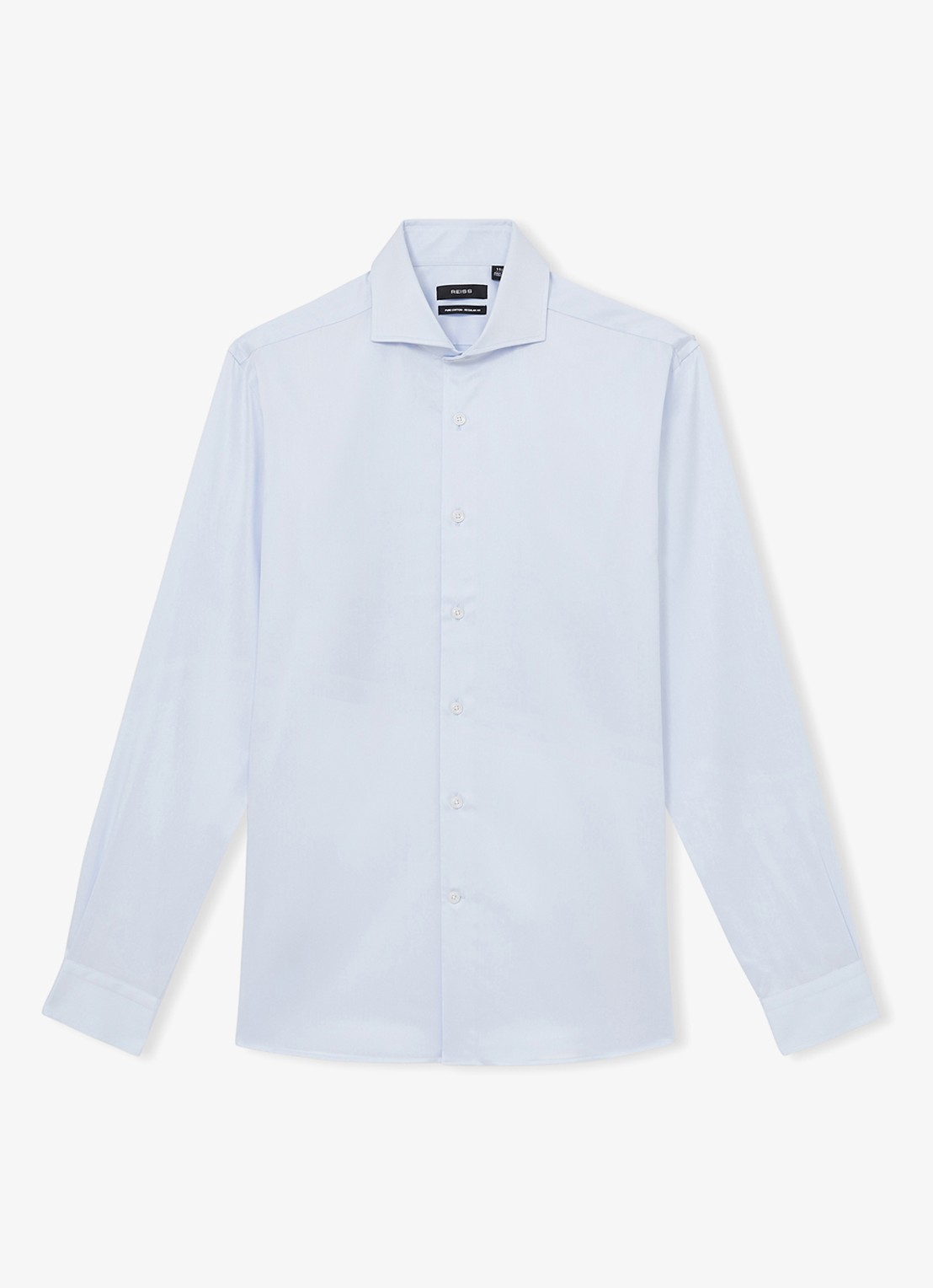 Reiss Storm slim fit overhemd van katoen - voorkant 3 lichtblauw