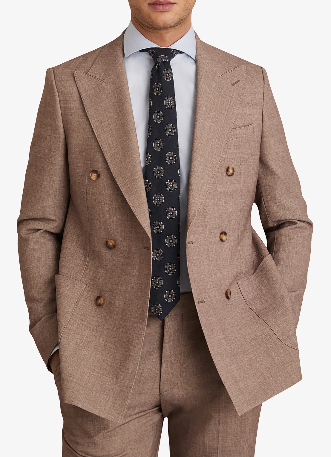 Reiss Storm slim fit overhemd van katoen - voorkant 4 lichtblauw