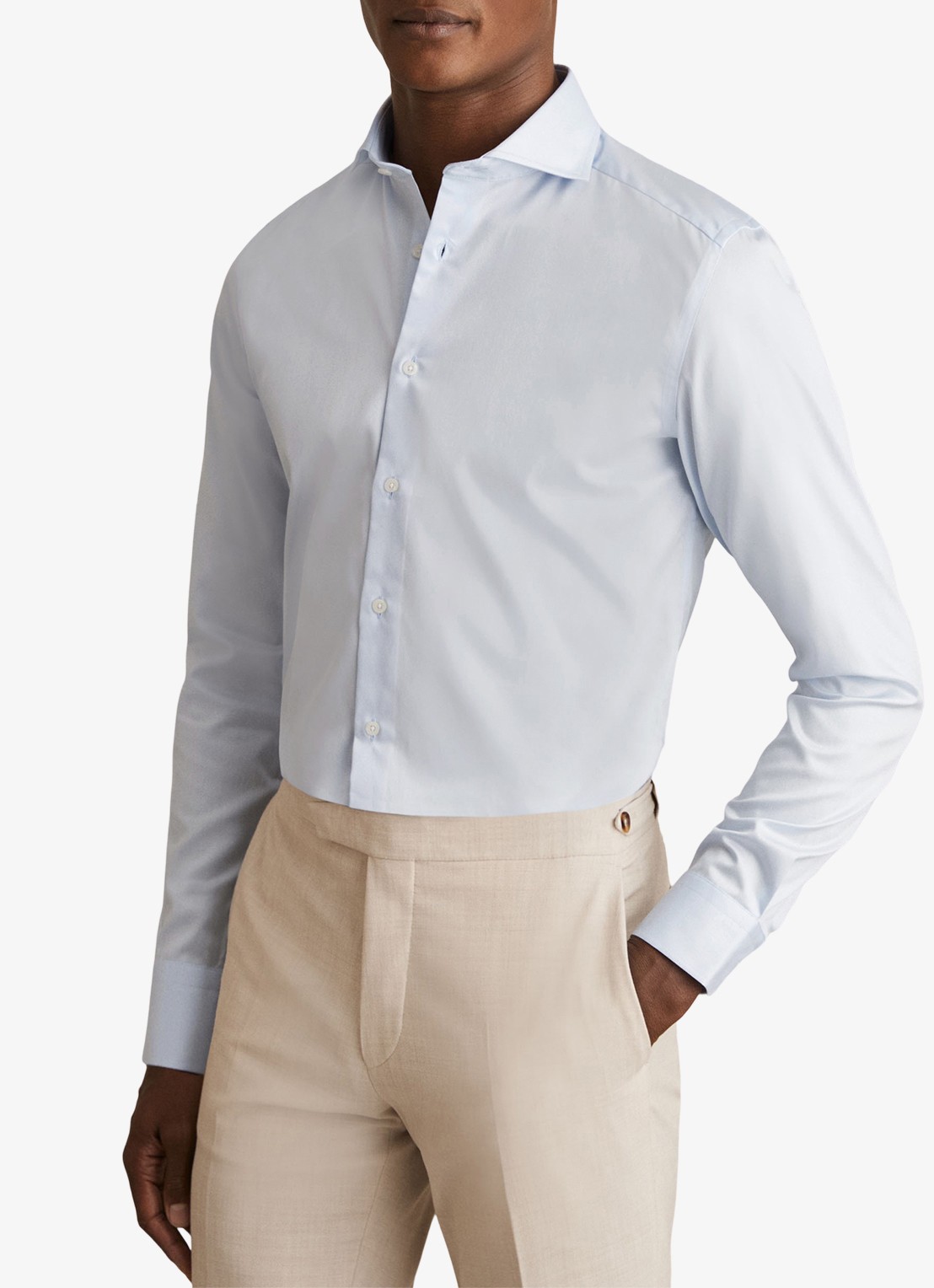Reiss Storm slim fit overhemd  - detail 3 lichtblauw