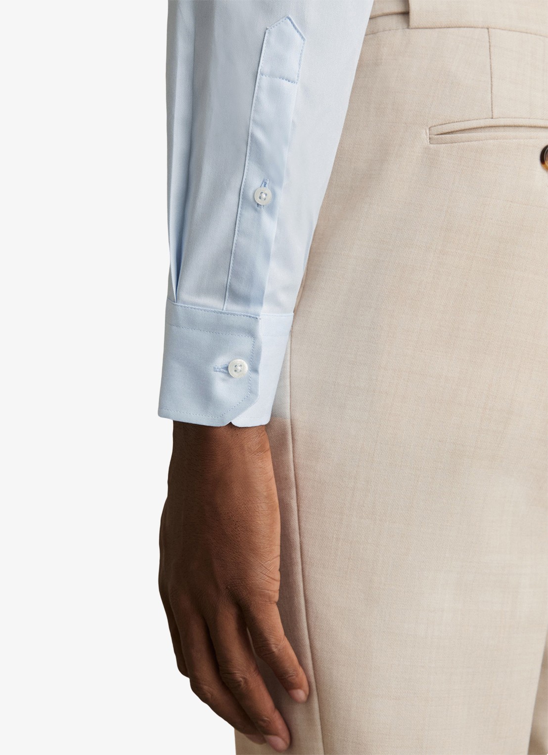 Reiss Storm slim fit overhemd  - detail 5 lichtblauw