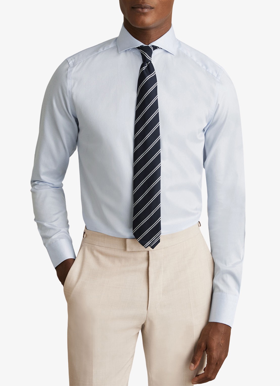Reiss Storm slim fit overhemd  - detail 6 lichtblauw