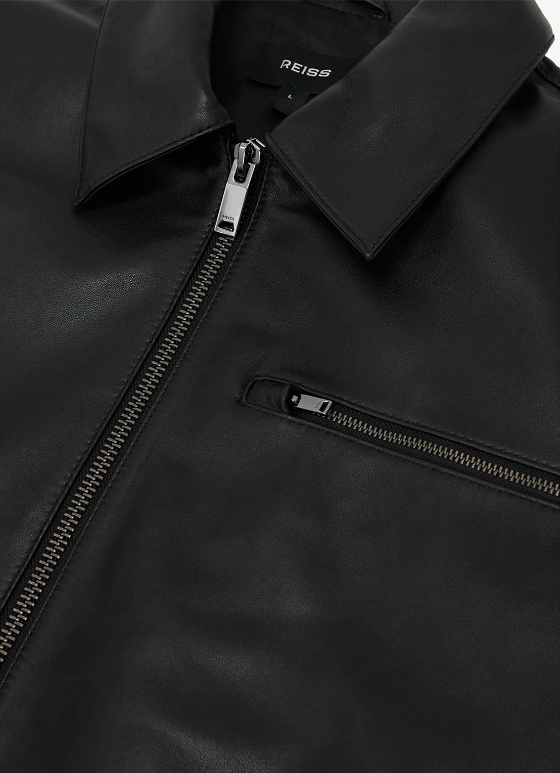 Reiss Strader jack van leer - detail 4 black / zwart