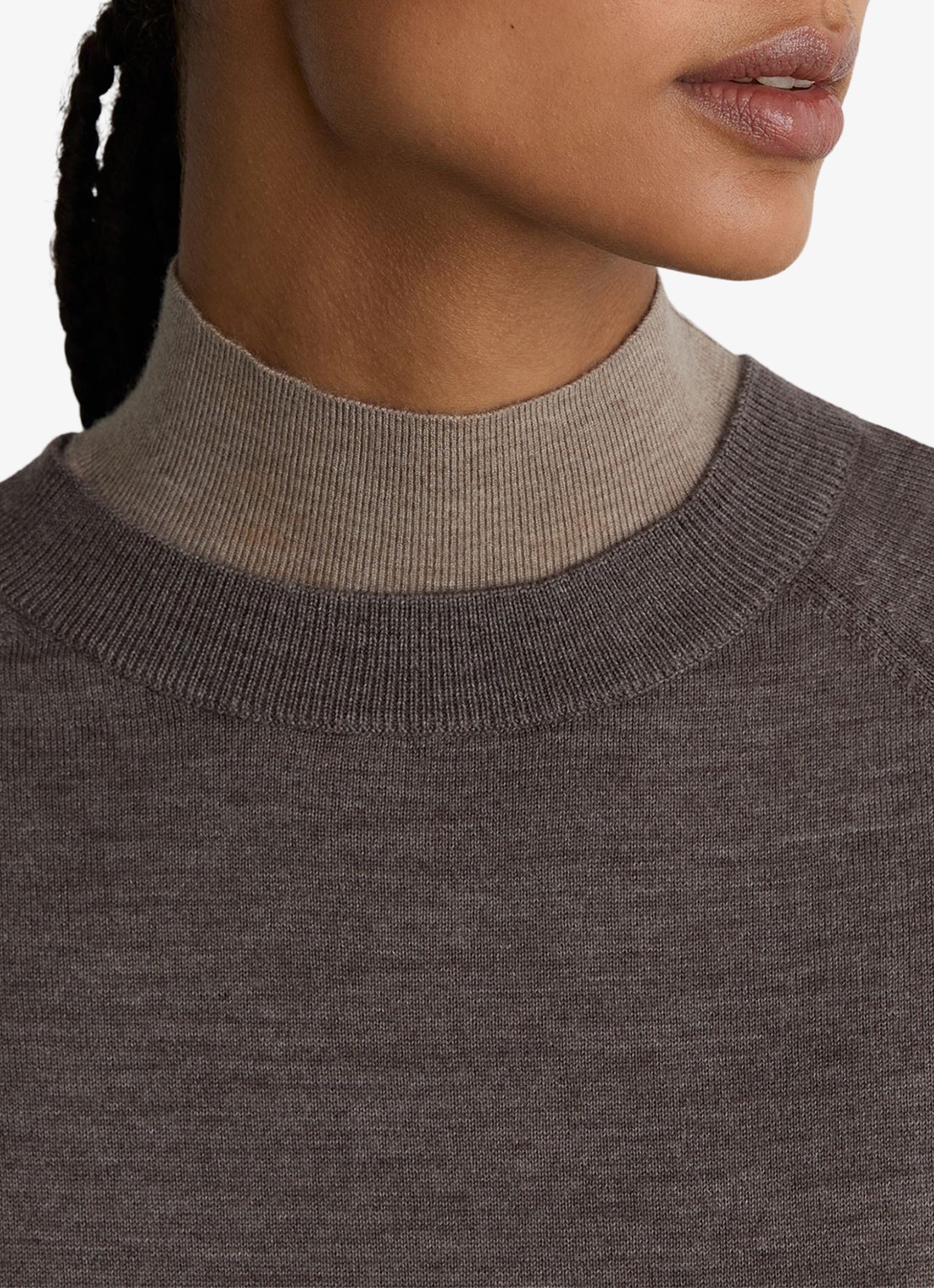 Reiss Suzzie fijngebreid T-Shirt in merino wolblend - detail 4 bruin