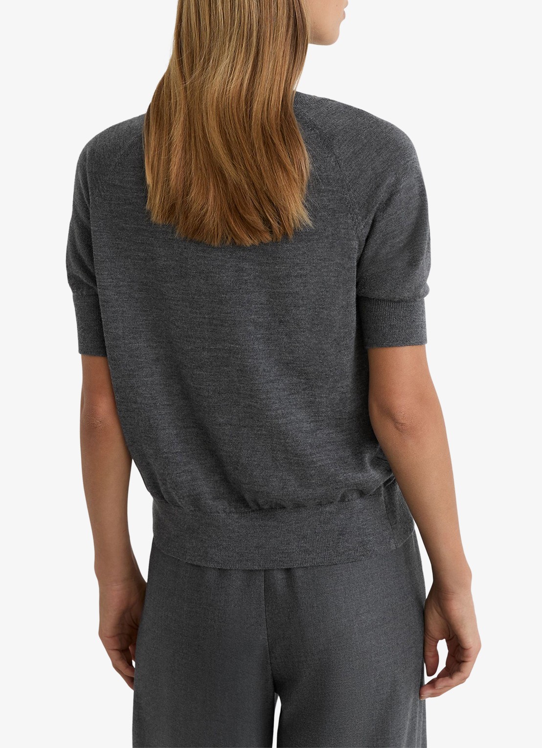 Reiss Suzzie fijngebreid T-Shirt in merino wolblend - achterkant 3 donkergrijs