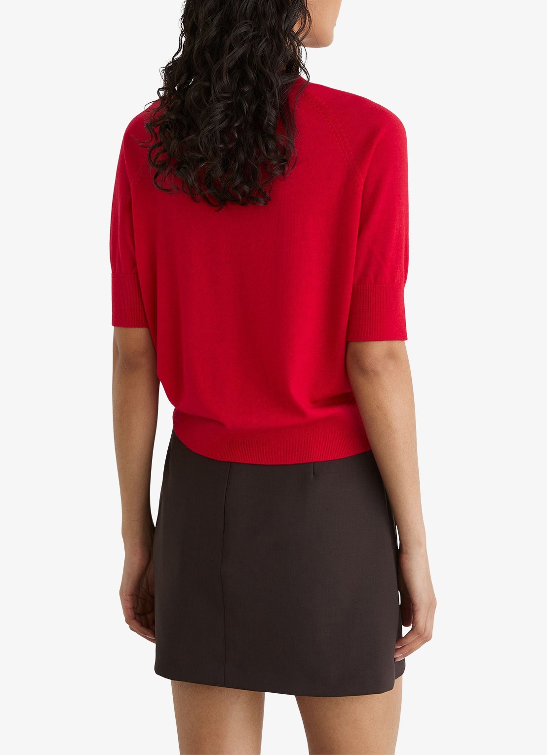 Reiss Suzzie fijngebreid T-Shirt in merino wolblend - achterkant 4 rood