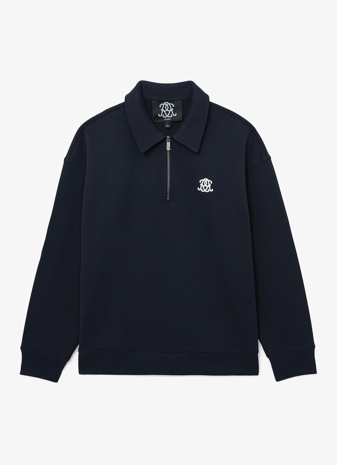 Reiss Sweater met halve rits - voorkant 2 donkerblauw