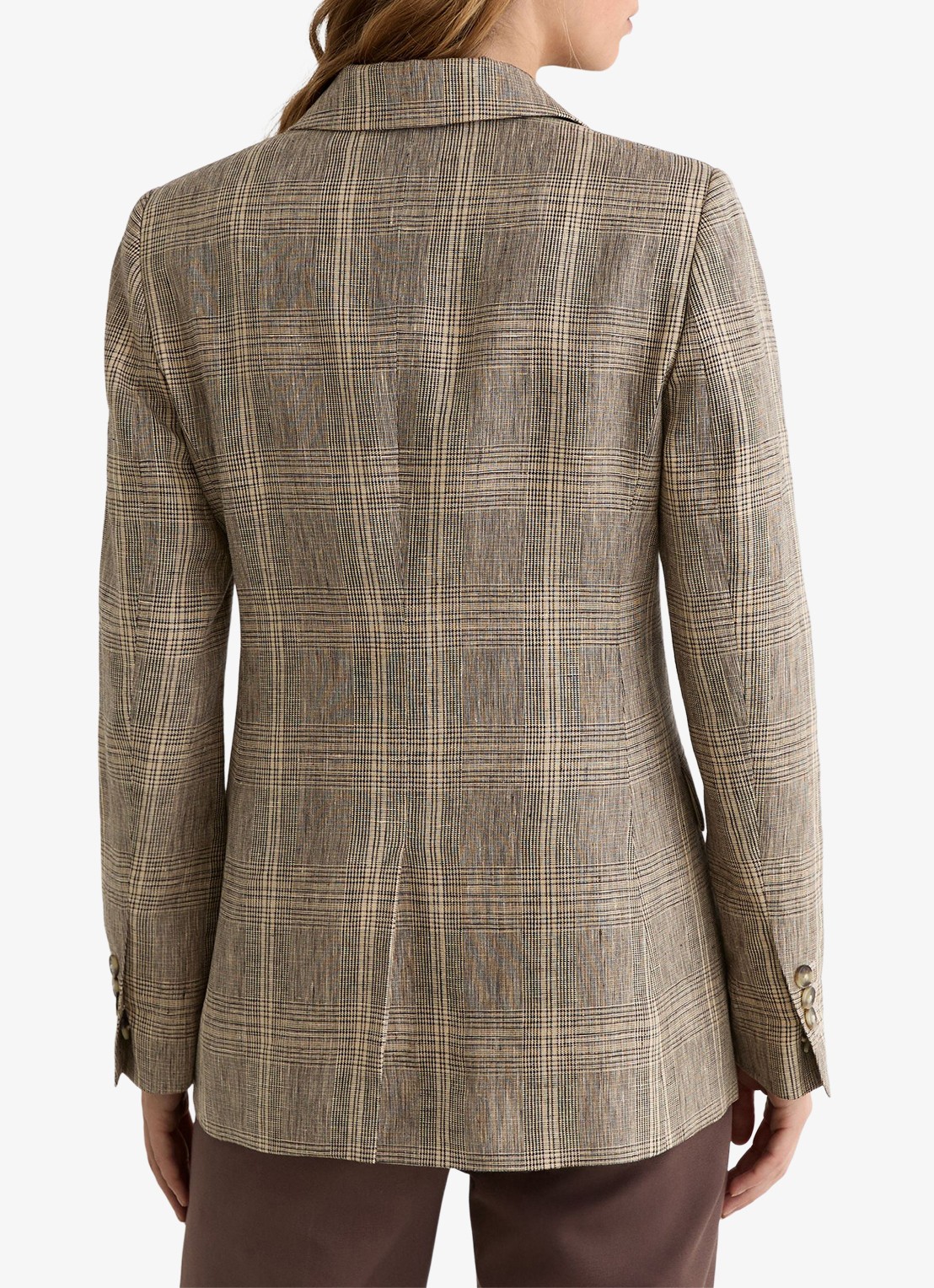 Reiss Sybil blazer met ruit dessin - achterkant donkerbeige