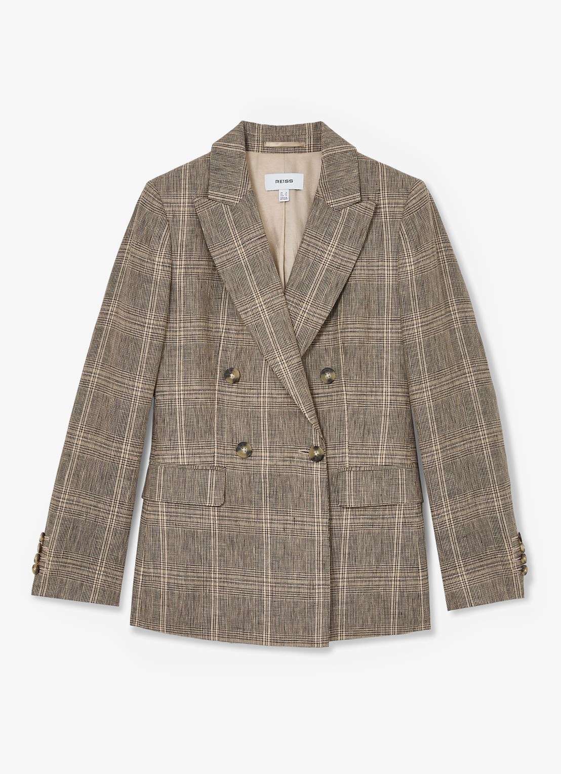 Reiss Sybil blazer met ruit dessin - voorkant 2 donkerbeige