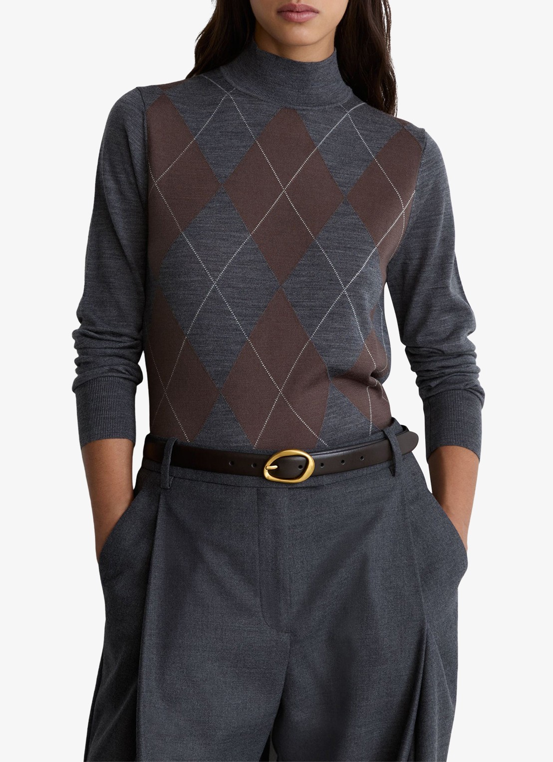 Reiss Sylvia riem van leer - detail chocoladebruin