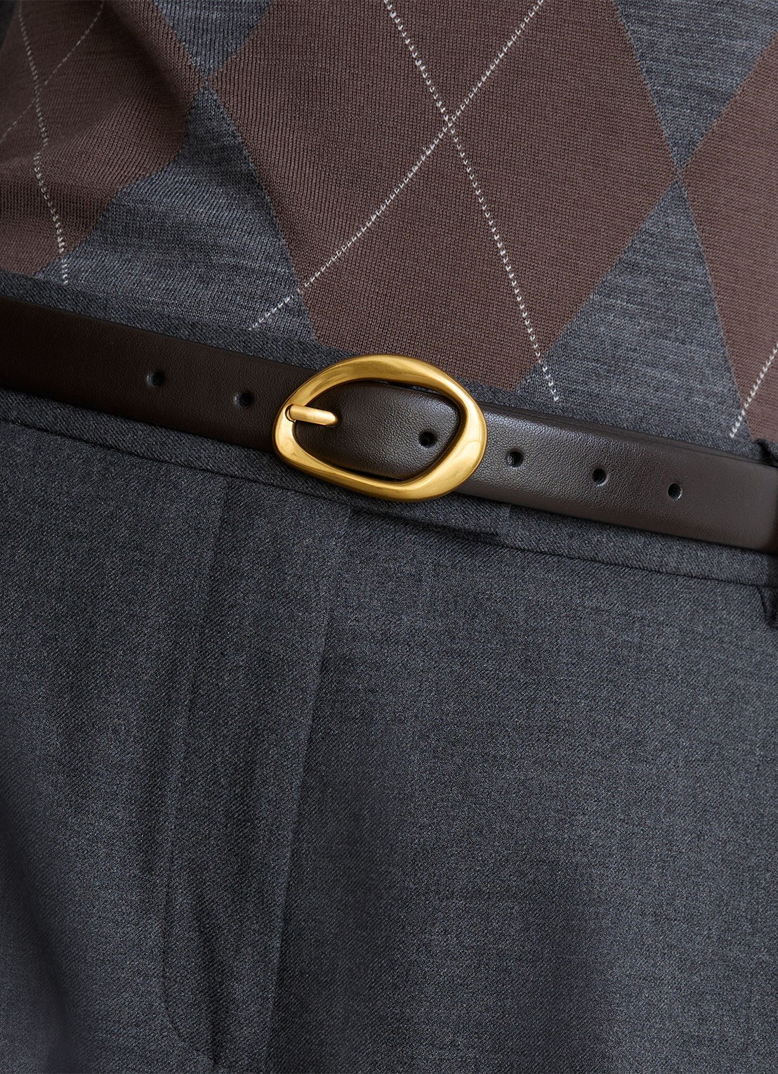 Reiss Sylvia riem van leer - detail 4 chocoladebruin