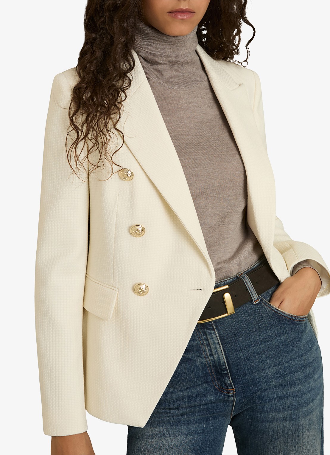 Reiss Tally double breasted blazer met sierknopen - detail 2 wit
