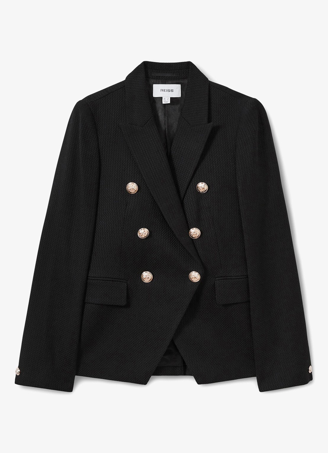 Reiss Tally double breasted blazer met sierknopen - voorkant 4 black / zwart