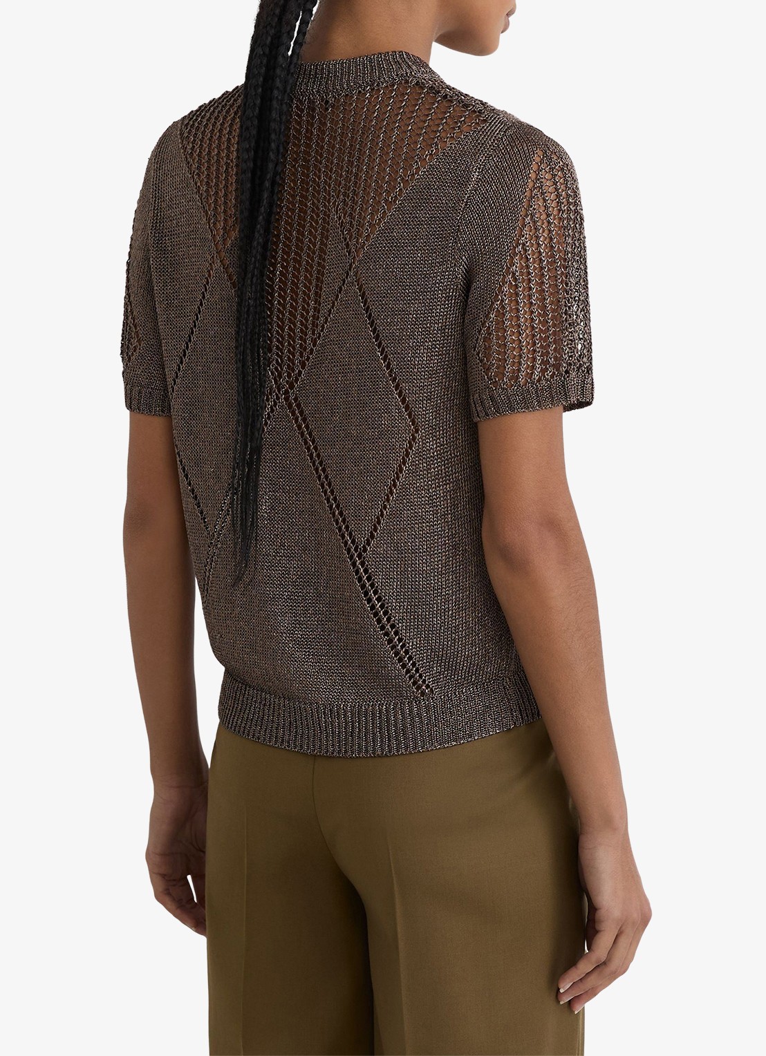 Reiss Tamsin top met opengewerkt dessin - achterkant 4 donkergrijs